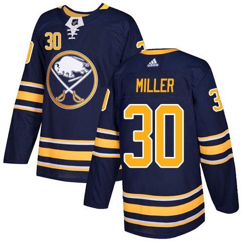 Men Adidas Buffalo Sabres 30 Ryan Miller Navy Blue Home Authentic Stitched NHL Jersey